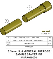 Agilent Technologies, Sample Spacer Kit, 2.5 mm, 11 uL, Part number: MSPA019000 