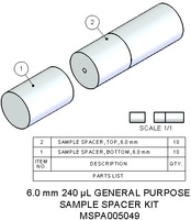 Agilent Technologies, Sample Spacer Kit, 6.0 mm, 240uL, Part number: MSPA005049 