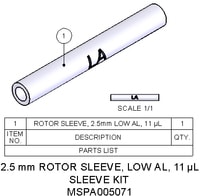 Agilent Technologies, Rotor Sleeve, 2.5 mm, 11uL, Low Al, Part number: MSPA005071 