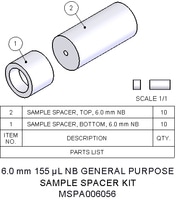 Agilent Technologies, Sample Spacer Kit, 6.0 mm, 155uL, Part number: MSPA006056 