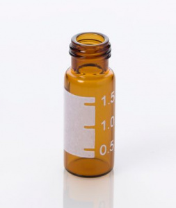 G20163-C11057,  2mL Amber Glass (12x32mm) with Graduated Marking Spot Wide Mouth 9-425 Screw Vial, 100/pk,