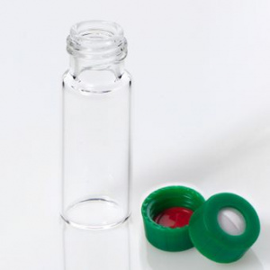 G20163-C13554, Vial Kit: 2mL Clear Glass Vial, 9-425 Green Polypropylene Screw Cap with 0.040&quot;, Bonded Pre-Slit PTFE/Silicone Septa, 100/pk,