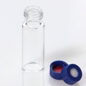 G20163-C13552, Vial Kit: 2mL Clear Glass Vial, 9-425 Blue Polypropylene Screw Cap with 0.040&quot;, Bonded PTFE/Silicone Septa, 100/pk,