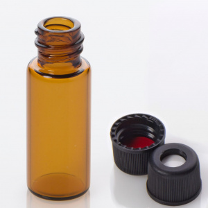 G20163-C13566, Vial Kit: 2mL Amber Glass Vial, 8-425 Black Polypropylene Screw Cap with 0.060&quot;, Pre-Slit PTFE/Silicone Septa, 100/pk,