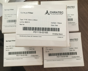  Sterile PTFE Syringe Filters,Pore: 0.45(µm), Diameter:13(mm), GF Prefilter, 100pcs