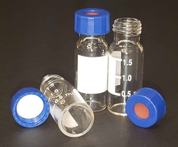 [G20163-C13552] Vial đựng mẫu ChraPart #G20163-C13552, Vial Kit: 2mL Clear Glass Vial with Graduated Marking Spot, 9-425 Blue Polypropylene Screw Cap with 0.040&quot;, Bonded PTFE/Silicone Septa, 100/pk,